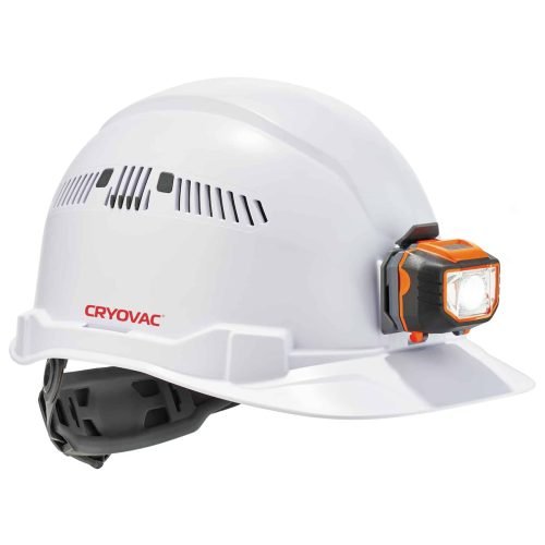 LED Cap Style Vented Hard Hat with LED Light - Ratchet Suspension (Cryovac)-8972